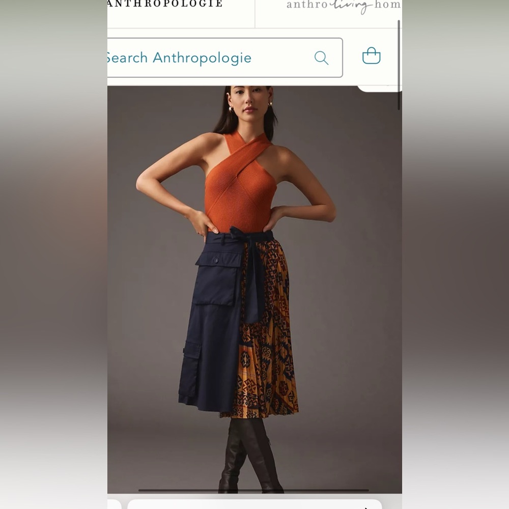 Eva Franco for Anthropologie pleated cargo midi skirt . Spring 2023ā 178 retail